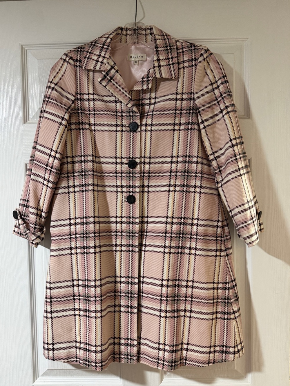 HELENA SET-Child Pink Plaid Wool-Blend Coat  and sleeveless dress-Classic ALine